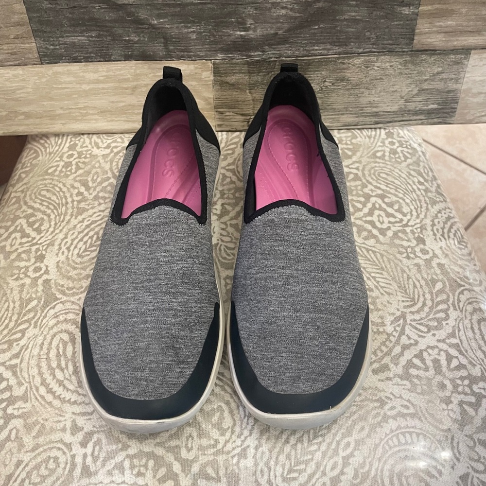 Crocs Swiftwater Loafer Womens 11 Gray Black Pink Slip On Shoes 204727